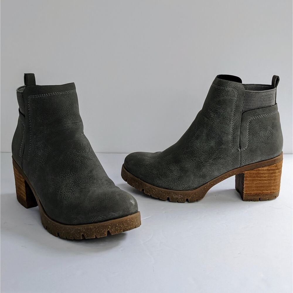 Korks by Kork Ease Ankle Boots Elsie Womens 7 Gray Platform Heel Matte Lug Sole